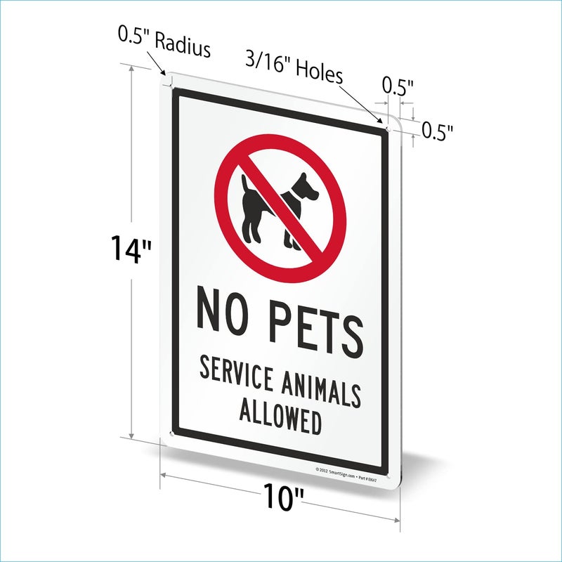 SmartSign 14 x 10 inch â€œNo Pets - Service Animals Allowedâ€ Metal Sign, 40 mil Laminated Rustproof Aluminum, Red, Black and White, Made in USA - Image 5